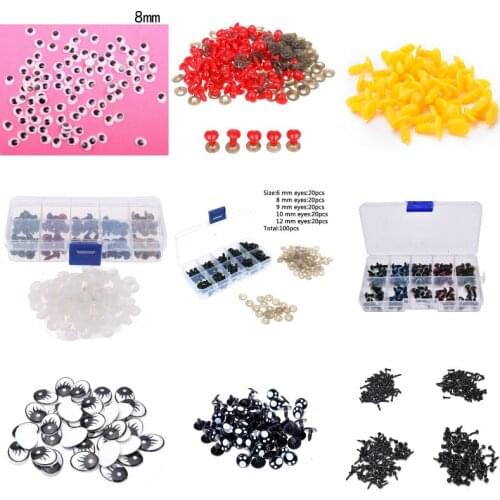 100Pcs 5-12mm Plastic Crafts Safety Eyes for Teddy Bear Soft Toy Animal Doll Amigurumi DIY Accessories