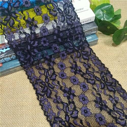 H-4 15CM Two Color Lace Elastic Lace Fabric Ribbon For Fabric Wedding Elastic Lace DecorationE2131 White Large Edge