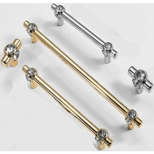 Chrome knob Crystal Glass Knobs Cupboard Pulls Drawer Knobs Kitchen Cabinet Handles Furniture Handle Hardware Dresser Golden kn