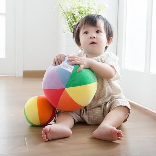 Stuffed Plush Baby Toy baby Kids Large Colorful Ball with Bell 0-1 year, 20cm Large size