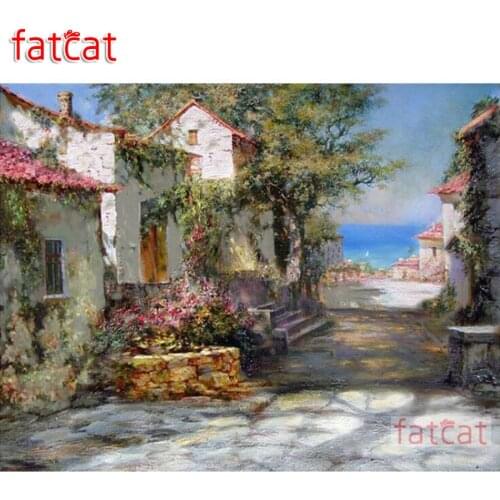 FATCAT Village abstract landscape 5d diy diamond painting full square round drill diamond embroidery kits wall decoration AE2936