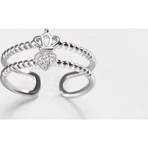Rings Jewelry Anillos Party Women Lycorissmart 2017 New Real 925 Sliver Simple Style Cz Heart And Crown For Woman Ring