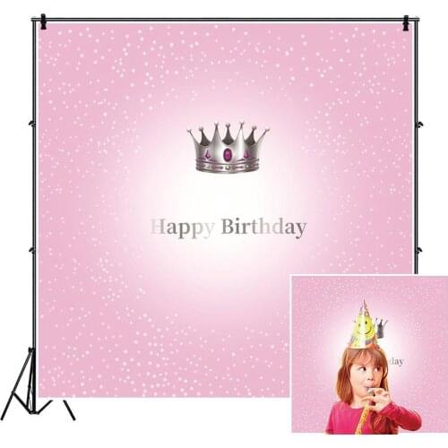 Beautiful Princess Crown Themed Pink Background Girl Birthday Party Decoration Photography Studio Photo Children Vinyl Backdrop