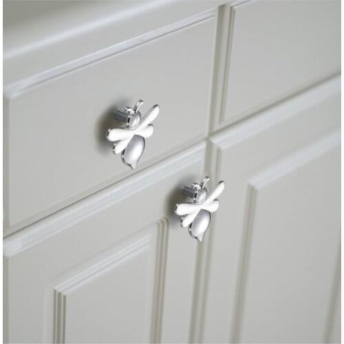 Creative cartoon Bee butterfly children room furniture knob gold silver drawer shoe cabinet TV cabinet cupboard handle