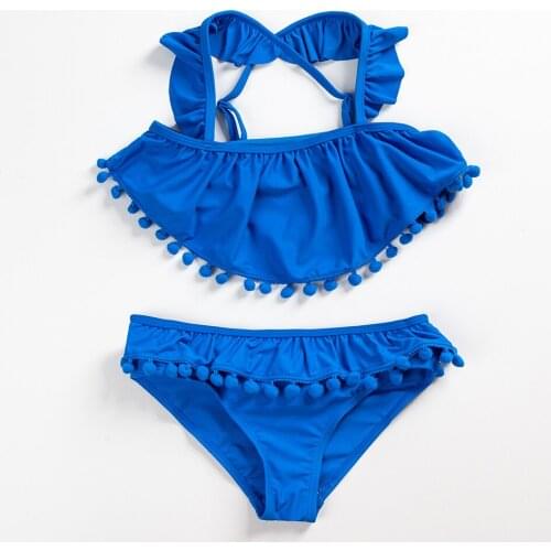 2020 Girls Swimwear Ruffle Style Two-pieces Bathing Suits 4-13Years Children Swimwear Beachwear Girls Tankini 1061