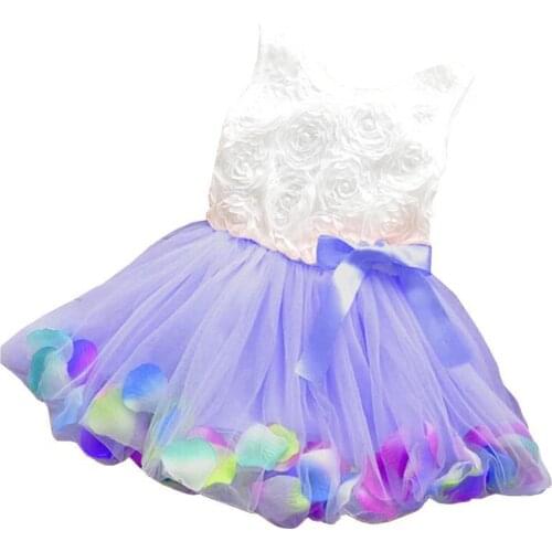 Summer baby girls dress girl flower rose petal hem dress candy colorl cute dress vestidos infantis 1-2 year drop shipping