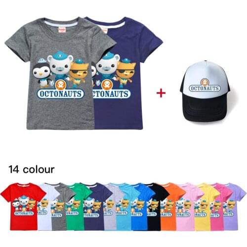 Summer Matching Girls' Short-sleeved T-shirts and Hats Kids Clothes Boys 8 To 12 Baby Kids Summer T Shirt Octonauts Teenage Tops