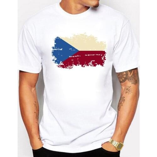 BLWHSA Czech Republic National Flag Mens T shirts Short Sleeve Summer Games Fans Cheer O Neck T- shirts For Men Size S- 2XL