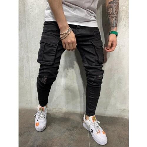 MAN British Style Fastener Overalls Street Suspender Pants Hip Hop Work Clothes Mens Ripped Gallus Suspender Pencil Jeans