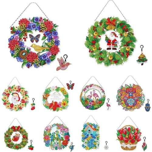 Diamond Painting Wreath with LED Light Diamond Embroidery Kit Special Shaped Drill DIY Cross Stitch Christmas Home Wall Decor