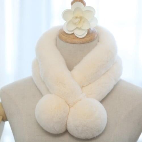New Arrival Koren Style Women Lovely Real Rex Rabbit Fur Bib ,Ring Scarf
