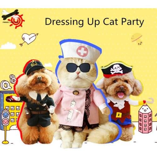 Funny Cat Clothes Pirate Suit Clothes For Cat Costume Clothing Corsair Halloween Clothes Dressing Up Cat Party Costume Suit 23