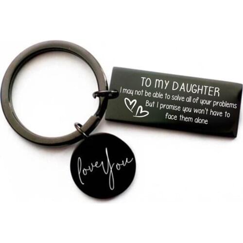 Personalized Engraved Keychain Charm Black Stainless Steel Custom Birthday Kids Gift For Friend Daughter Keyring Pendant