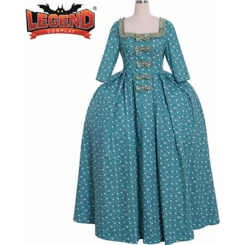 Marie Antoinette Gown Dress Rococo 18th Century blue flower rococo dress Gown sack-back gown robe a la francaise colonial dress