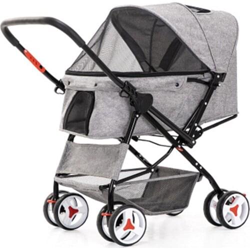 Pet strollerDog out stroller Cat stroller One-click folding and quick installation of two-way pet stroller