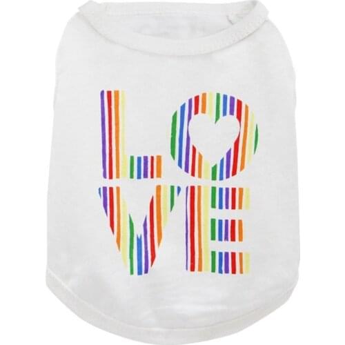 Rainbow Love Letter Vest Pet Clothing for Dog Clothes Small Costume Cotton French Bulldog Dogs Cute Summer White Girl Mascotas