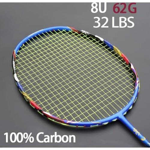 Ultra Light 8U 62g G5 Feather Pattern Carbon Fiber Strung Badminton Racket 24-32LBS Professional Racquet With Bags Racket Sports