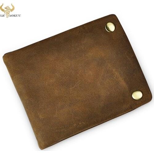 Luxury Brand Male Genuine Real leather Designer Vintage Snap Zipper Travel Horizontal Wallet Simple Purse 1003