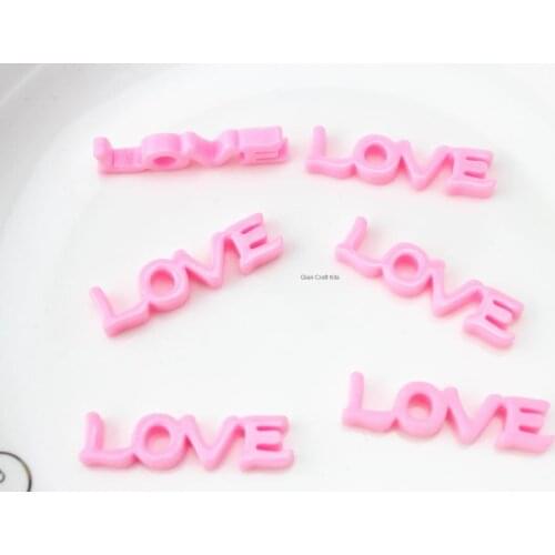 80pcs pink LOVE letter resin flatback cabochons (48x12x5mm) Cell phone decor, hair accessory DIY XL saying love charm pendant