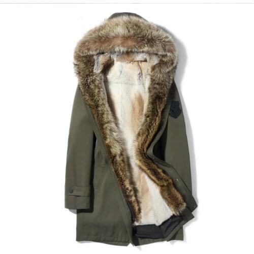 Real Fur Coat Natural Mink Raccoon Rabbit Fur Parka Winter Jacket Men Luxury Fur Warm Parkas Plus Size Veste MG-1807061 MY1979