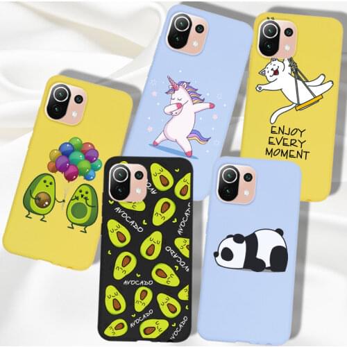 Pattern Case For Xiaomi Mi 11 Lite Cover 4G 5G 6.55" Cartoon Avocado Cat Panda For Xiomi Mi 11 Lite 11lite Case TPU Silicone