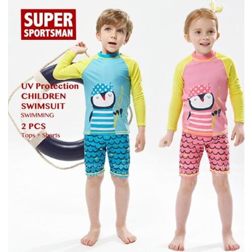 Boys Girls Cartoon One Piece Swimsuit Baby Rashguard Kids Surf Swimwear Children Anti-UV Bathing Suit Toddler Swimming Beach Set
