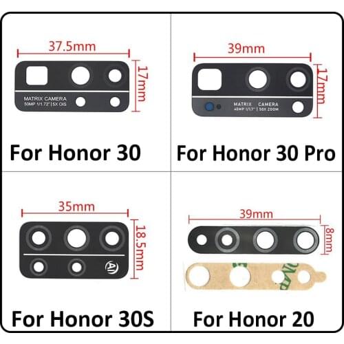 2pcs New Back Rear Camera Lens Glass Replacement For Huawei Honor 30S 30 20 20i 20S 9X V20 20i 20 10Pro With Adhesive Sticker