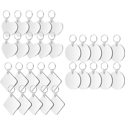 Sublimation Keychain Blanks 30x DIY MDF Blank Keychain with Key Rings Crafts