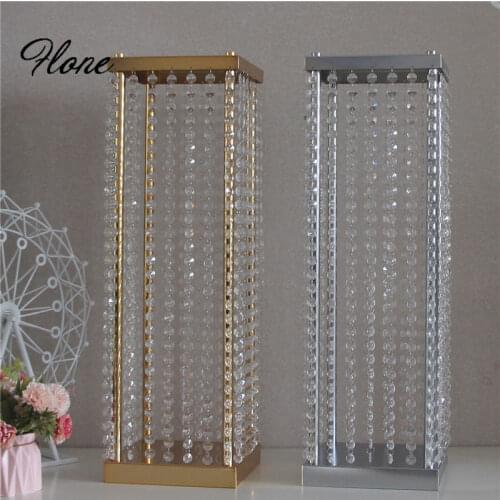 Wedding arch mariage home decor metal stand gold silver centerpiece road square bead flower stand backdrop stand decoration