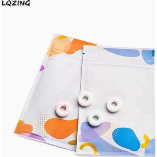 Orange/Blue Printed Foil Heat Sealable Bag Smell Proof Candy Herb Powder Sample Food Storage Pouches Flat Baggies with Zipper
