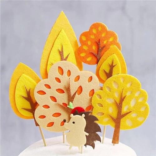 Felt Cloth Tree Animal Cake topper for baby shower happy birthday cake topper Accessories Birthday baby Boy girl Party Supplies