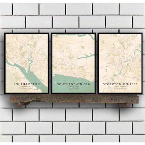 SouthendOnSea StocktononTees StokeonTrent Sunderland Swansea Walsall Warrington Wolverhampton York United Kingdom Poster