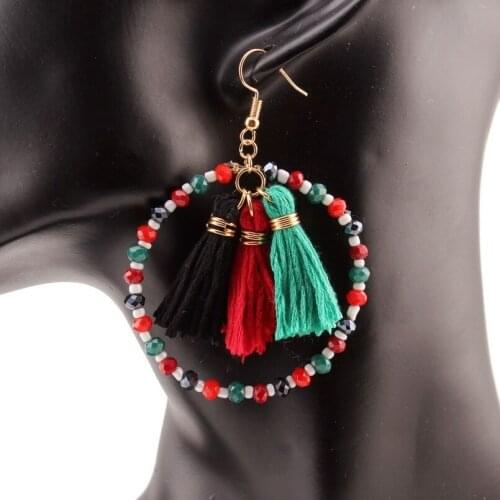 Colorful Reasin Bead Tassel Pendant Drop Earrings for Women Jewelry Bohemian Vintage Ethnic Dangle Statement Earrings New