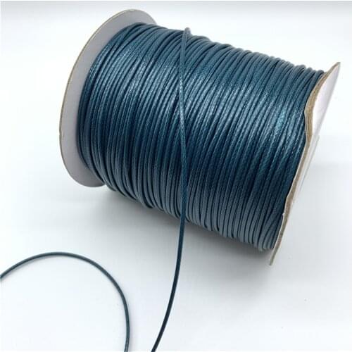 0.5mm 0.8mm 1mm 1.5mm 2mm Peacock blue Waxed Cotton Cord Waxed Thread Cord String Strap Necklace Rope For Jewelry Making