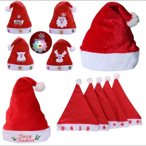"10pcs Soft Plush Christmas Hat Party for Adult Santa Hats Red Decoration New Year Decoration Kids Gift Holiday Party Supplies"
