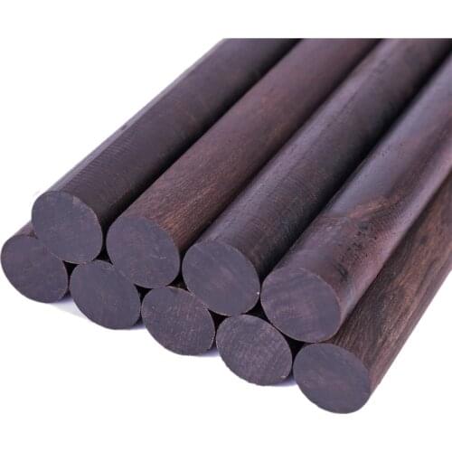 10PCS Black Wood Bar Black Sandalwood Material Beads Carving Handle Small Round Stick DIY Diameter 1.2 cm