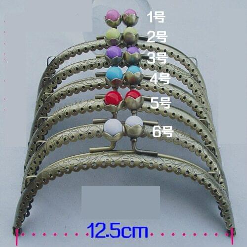 12.5cm DIY metal purse frame girl women bag knurling clasp vintage bronze color carve pattern colorful buckle head 10pcs/lot