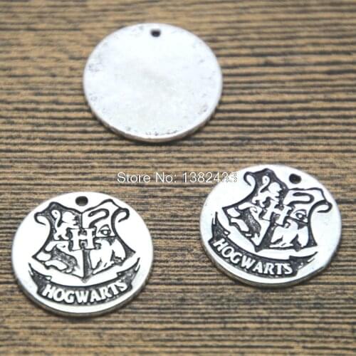 15pcs HP Hogwarts Crest Charms silver tone Hogwarts Crest charm pendant 20mm