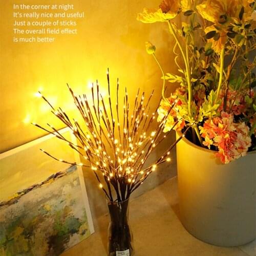 20 Bulbs LED Willow Branch Lights 77cm Vase Filler Willow Twig Home Christmas Party Garden Decoration Wedding Decorative Lights