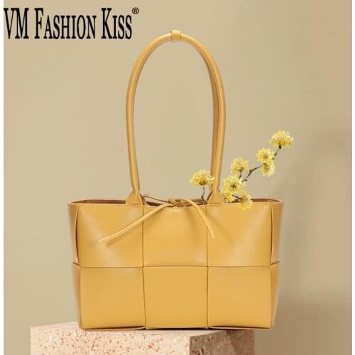 2020 NEW Big Woven Leather Shoulder Bag Retro Casual Knitting Casual Tote Shopping Bags Genuine Leather Luxury Brand Purses