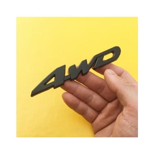 3D Black Auto Stickers Metal 4WD Shape Chrome Badge Emblem Decals Motorcycle Modified Car Accessories