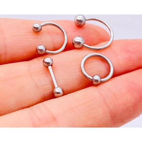 4Pcs/Lot Stainless Steel Nose Rings Stude Industrial Barbell Ear Bone Nails Lip Body Clip Hoop Women Septum Piercing Jewelry