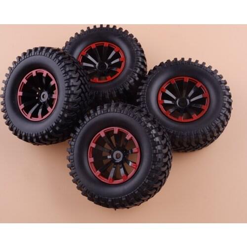 4Pcs Rubber Tire Wheel Rim 100mm 19Inch Fit for 1/10 RC Rock Crawler SCX10 D90 TRX4 Short Course Truck