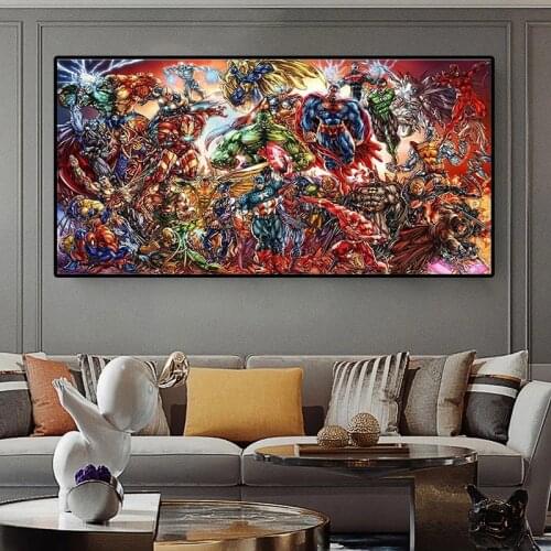Marvel Avengers Superhero Movie Canvas Painting Abstract Marvel Anime Posters and Prints Wall Art Pictures for Kids Home Decor