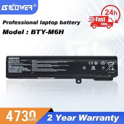 SKOWER 10.86V 51WH BTY-M6H Laptop Battery For MSI GE62 GE72 GP62 GP72 GL62 GL72 GP62VR GP72VR PE60 PE70 MS-16J2 MS-1792 MS-1795