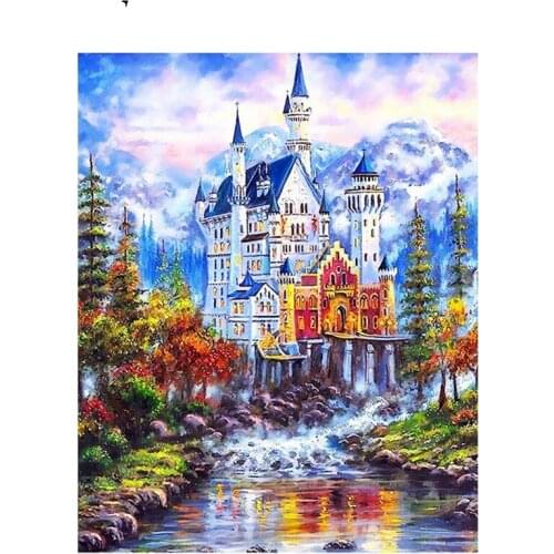 Water Castle Paintings By Numbers DIY Pictures Oil Coloring By Numbers Set Gift Drawing By Numbers Canvas Decor New Arrivals