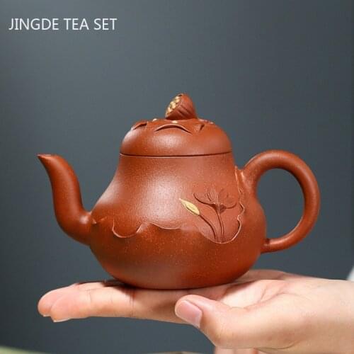 Yixing Tea Pots Lotus Leaf Shape Purple Clay Teapot Beauty Kettle Raw Ore Handmade Teaware Chinese Tea Ceremony Gifts 230ml