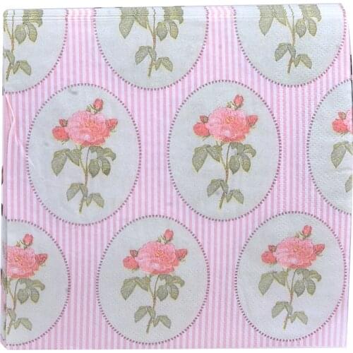 Decoupage wedding serviettes paper napkins elegant tissue pink flower rose birthday beautiful handkerchief party towel decor 20