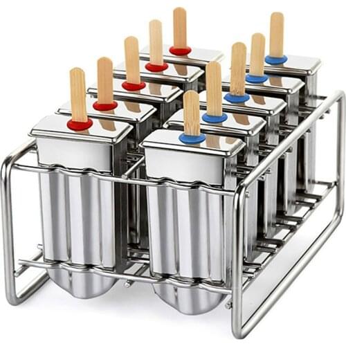 UPORS Stainless Steel Popsicle Mold Rack Ice Lolly Mold Frozen Lolly Popsicle Maker Homemade Ice Cream Mold with Popsicle Holder