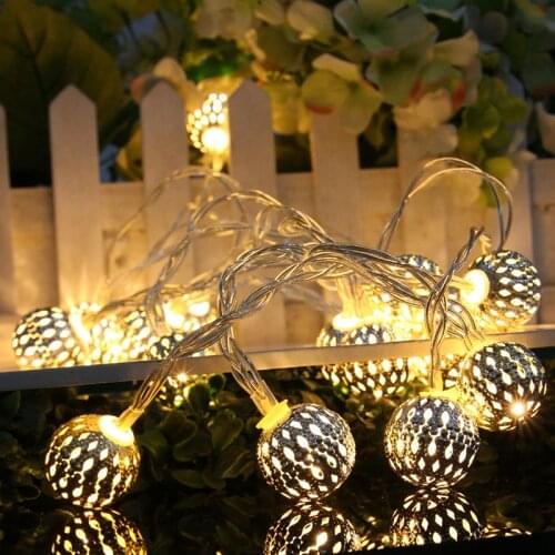 Iron Ball 3M 20leds Fairy Battery String Lights Home Outdoor Decoration Christmas Holiday Party guirlande luminous Lighting